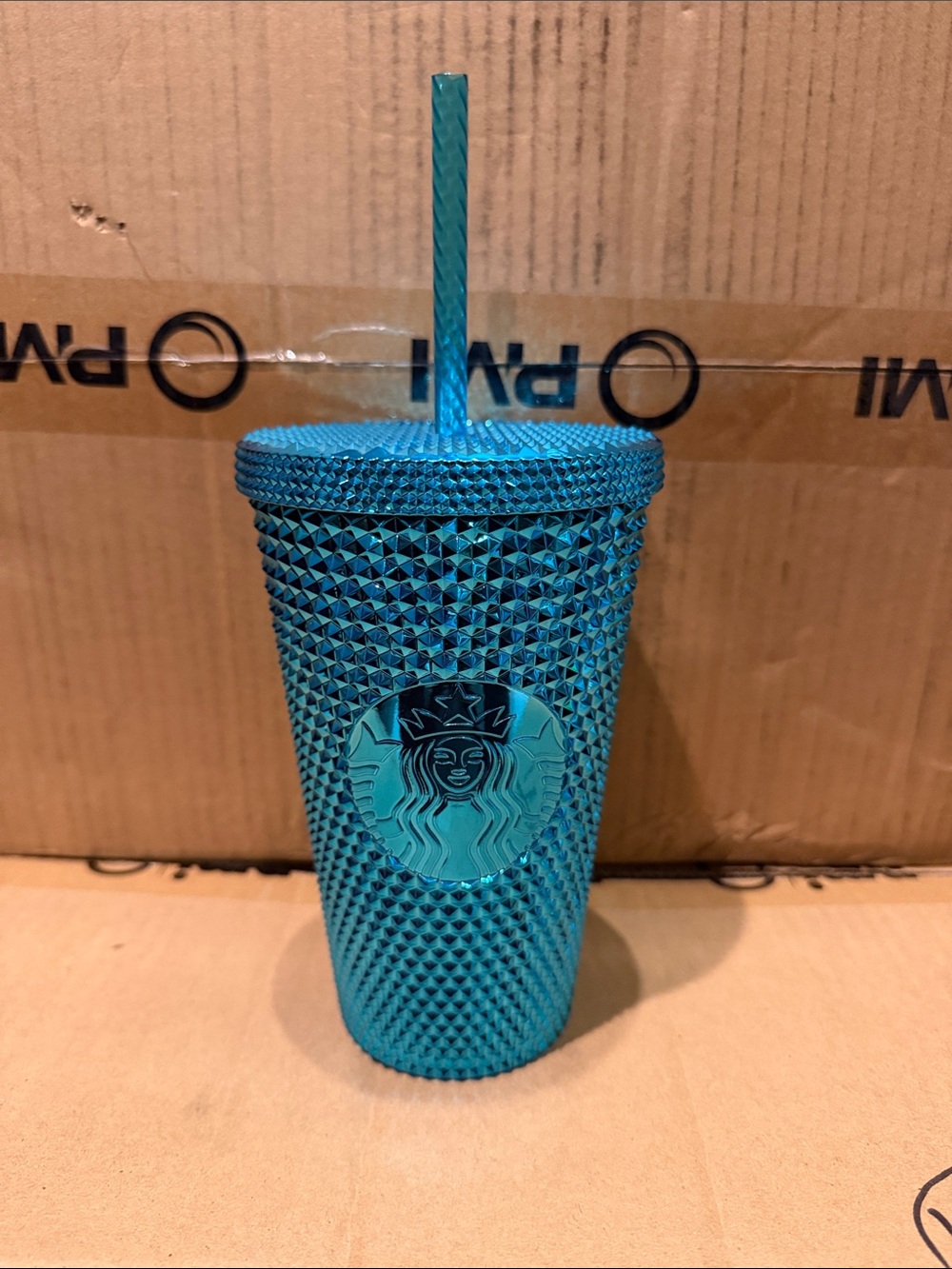 Starbucks Turquoise Studded Reusable Cup with Straw